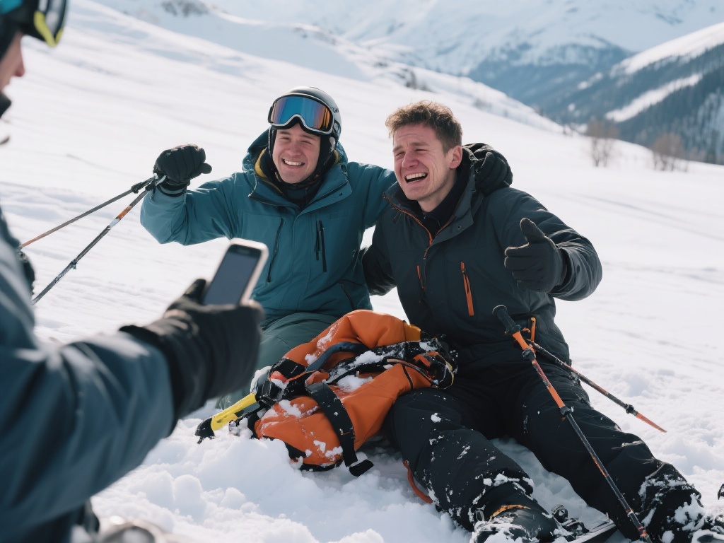 “生死之交！男子滑雪陷深洞，热心滑友冒死救援”